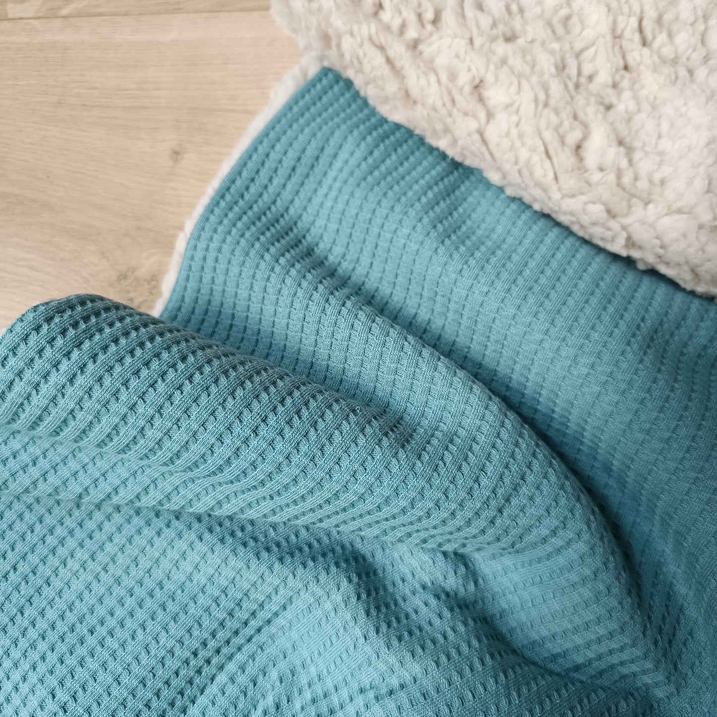 Dekentje waffle aqua