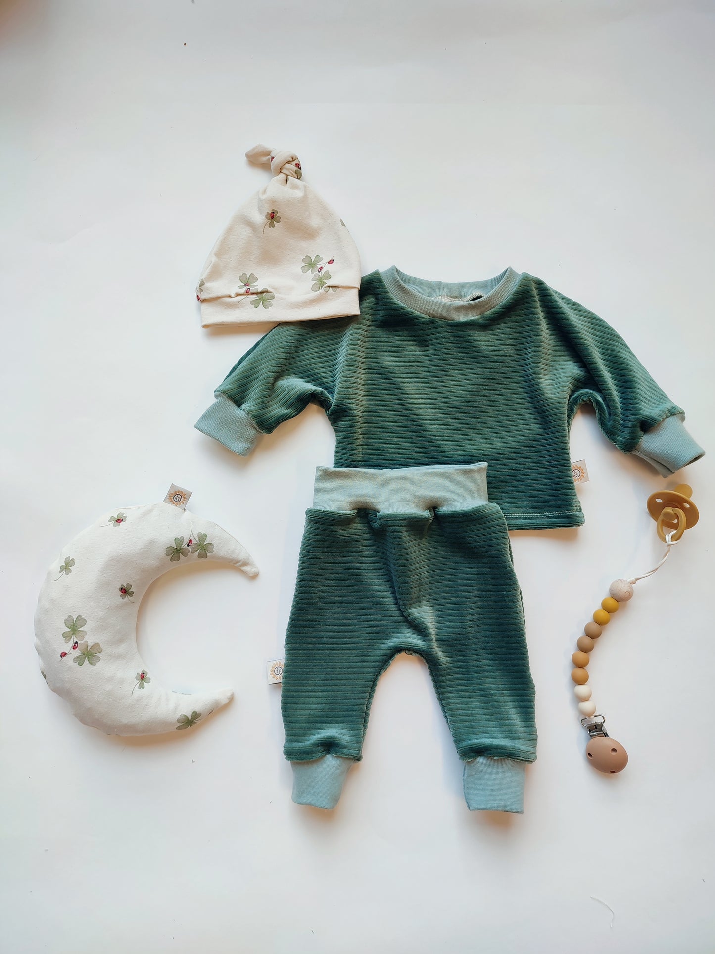 Setje fluweel appeblauwzeegroen