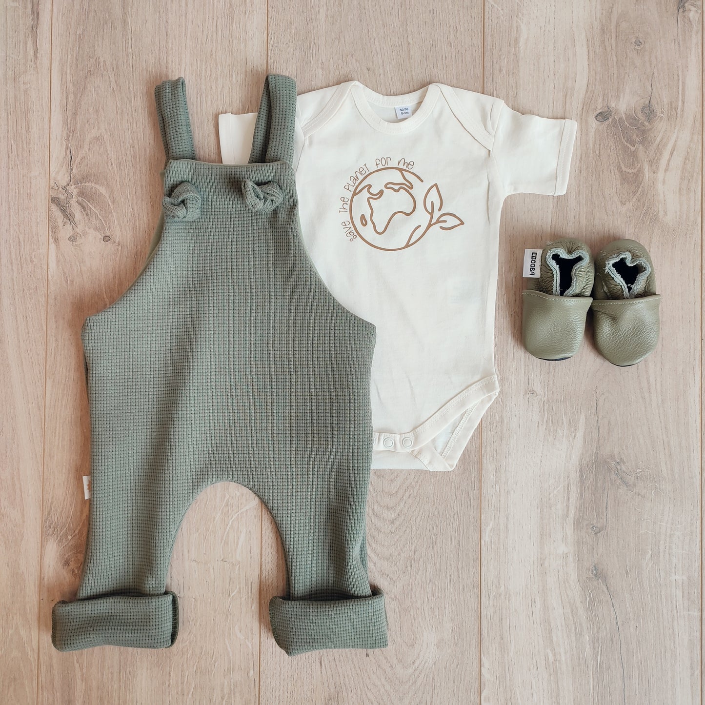 Salopette waffle olijf