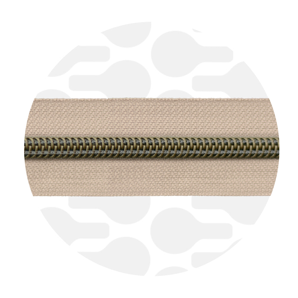 Zipper Nylon coil Light clay - Antique brass