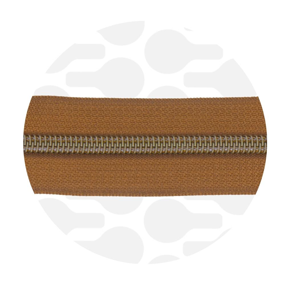 Zipper Nylon coil Coffee (was cognac) - Antique brass