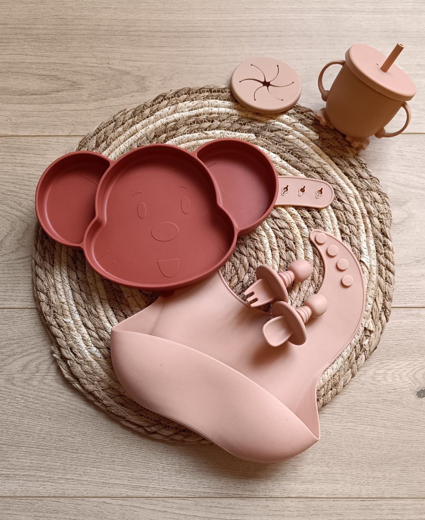Eetsetje muizenbordje peach/roest