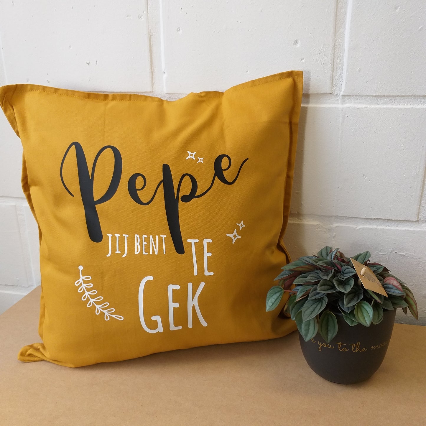 Kussen ' pepe jij bent te gek '