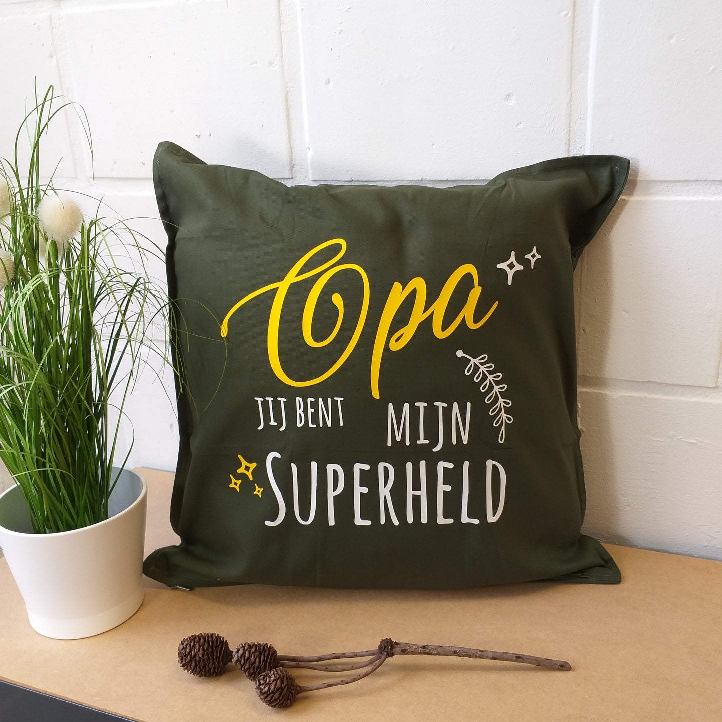 Kussen ' opa jij bent mijn superheld'