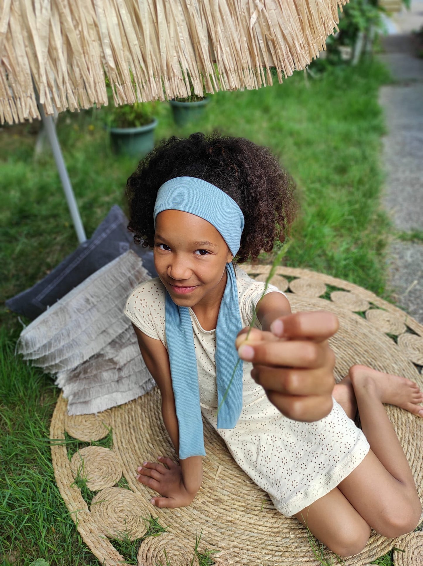 Haarband blauwe strepen