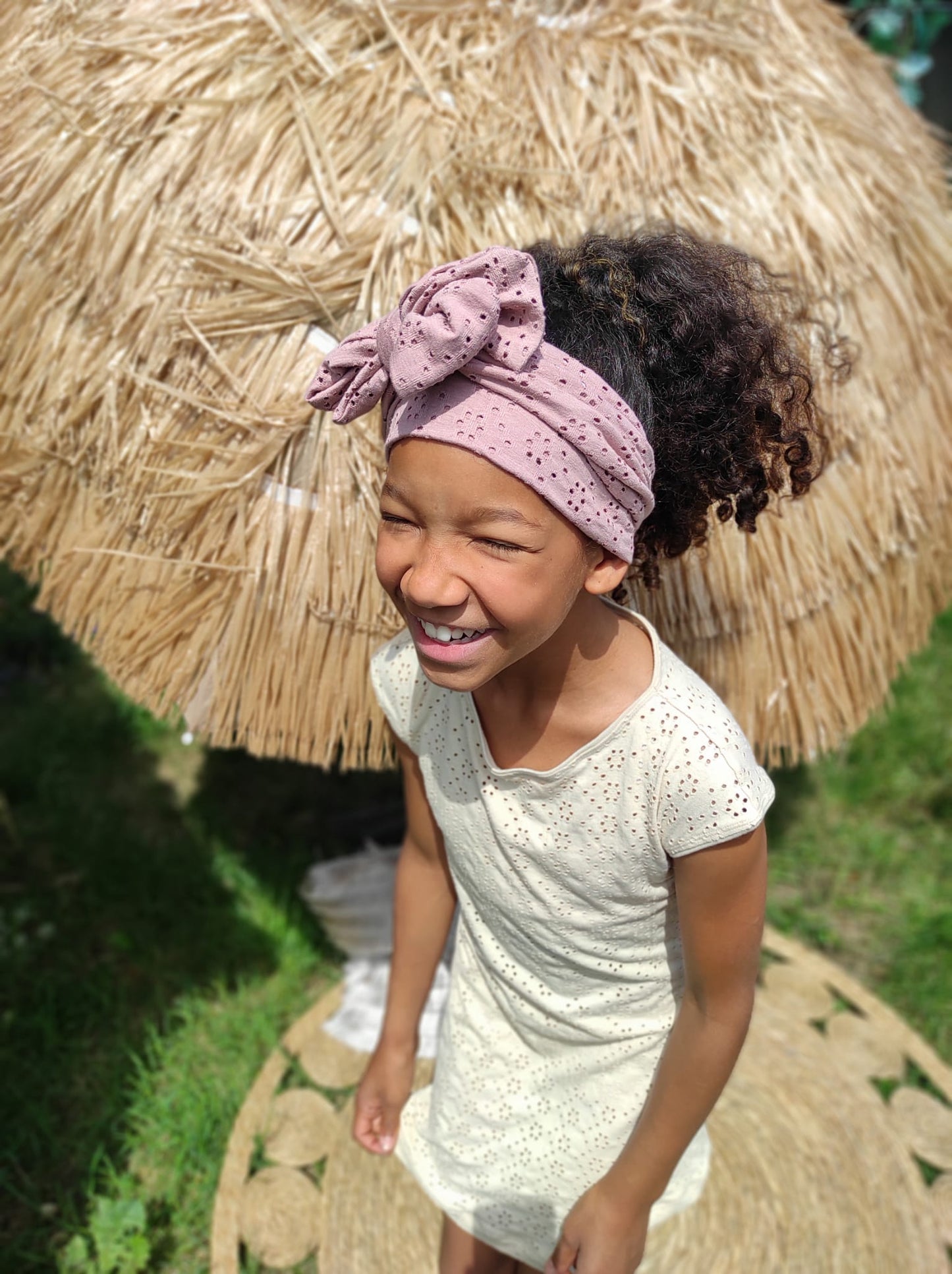 Haarband broderie roze