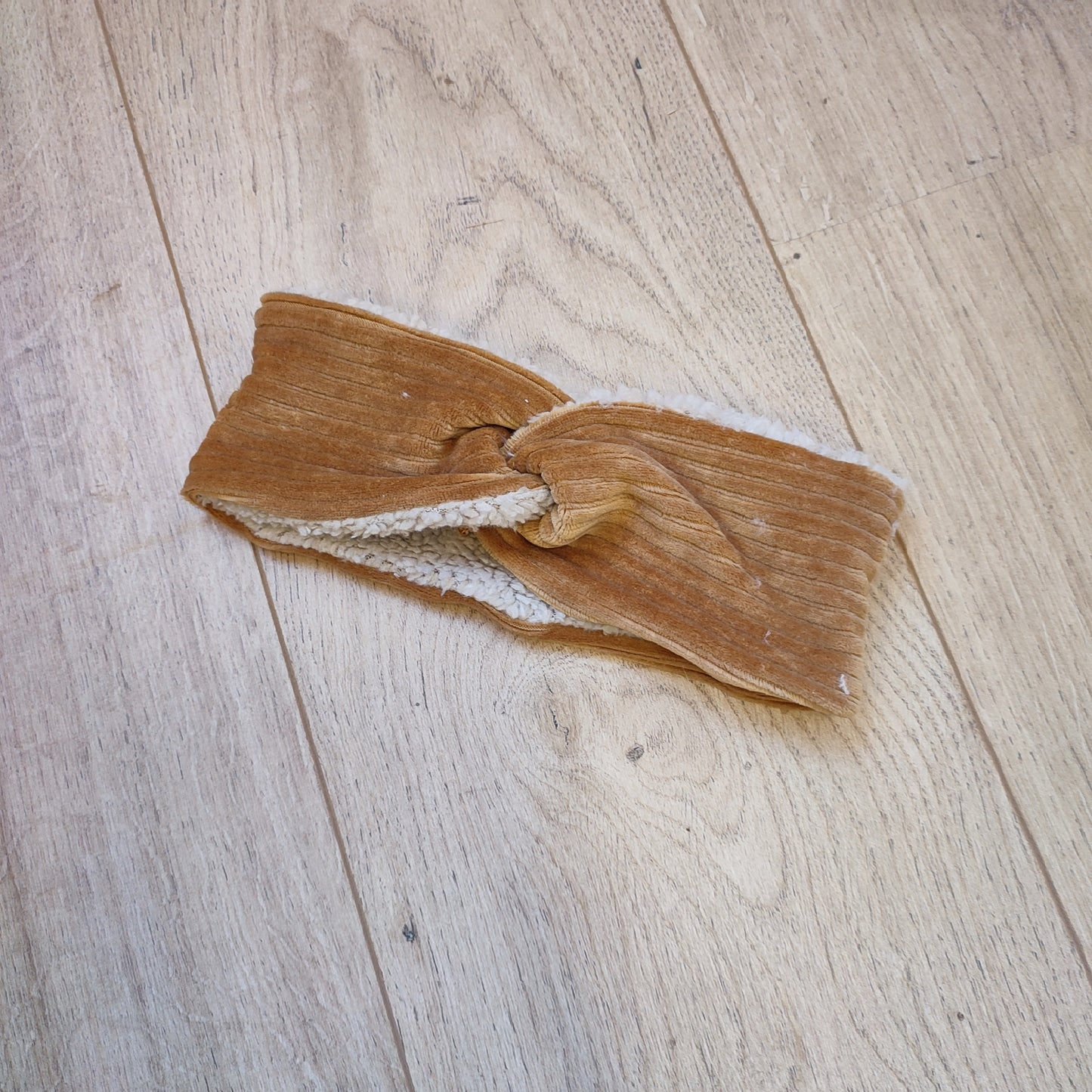 Warme haarband velours camel