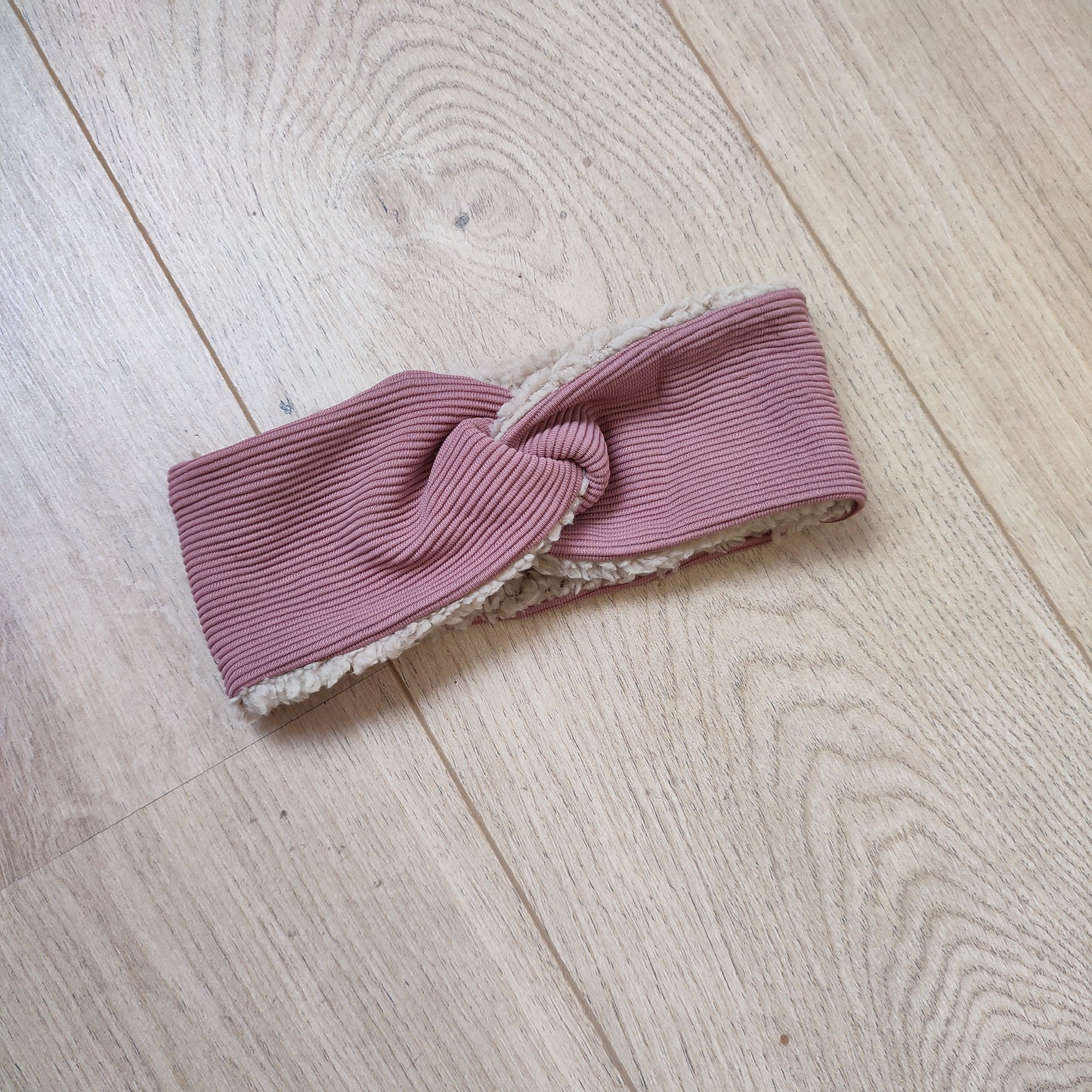Warme haarband rib roze