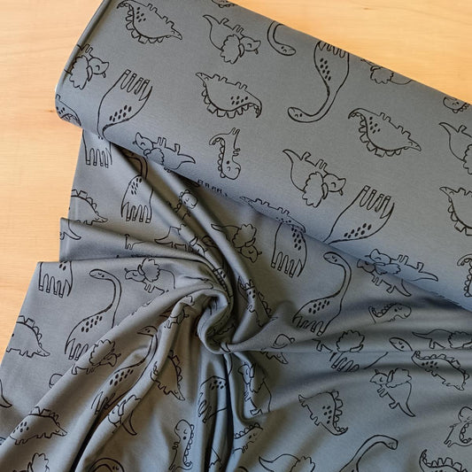 French Terry - Dinosaurussen Indigo