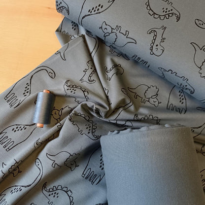 French Terry - Dinosaurussen Indigo