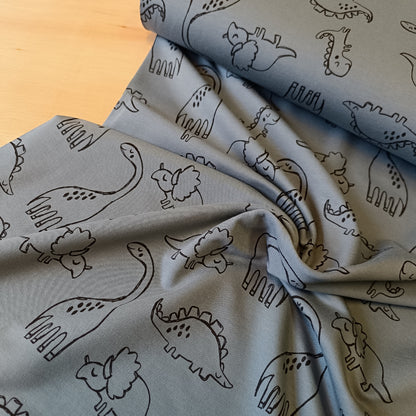 French Terry - Dinosaurussen Indigo