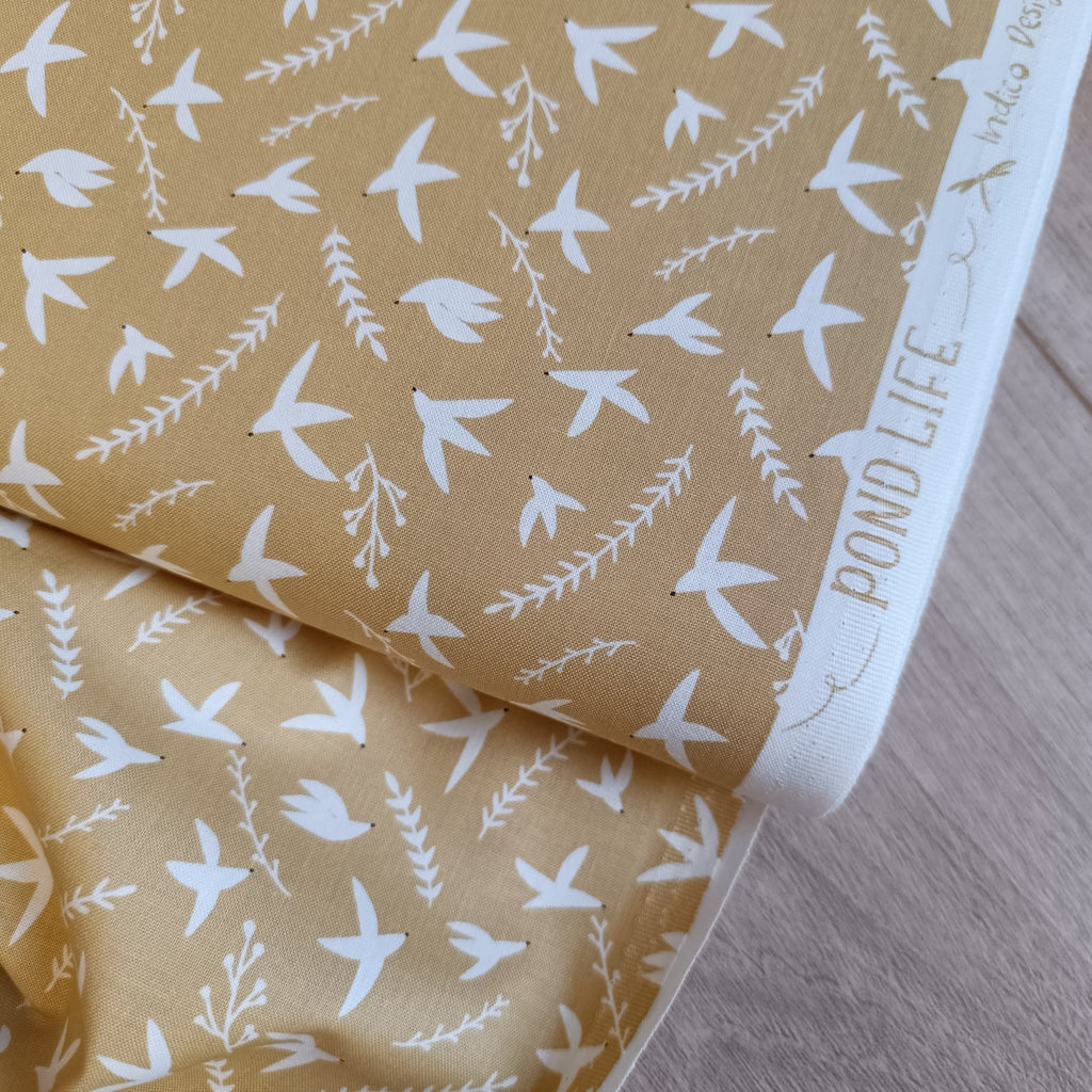 Pond Life - Birds in Flight - Dijon Fabric