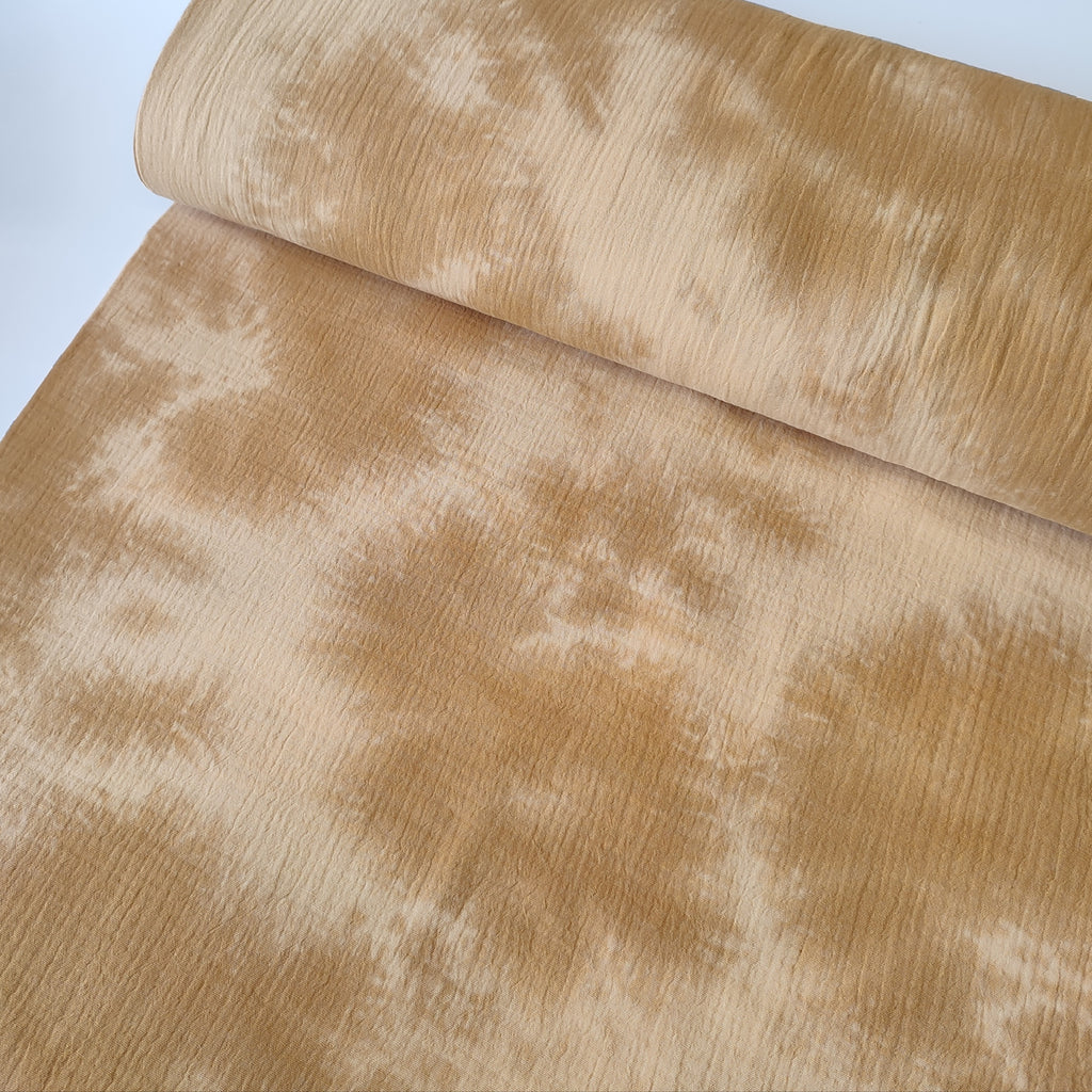 Double gauze tie dye mosterd