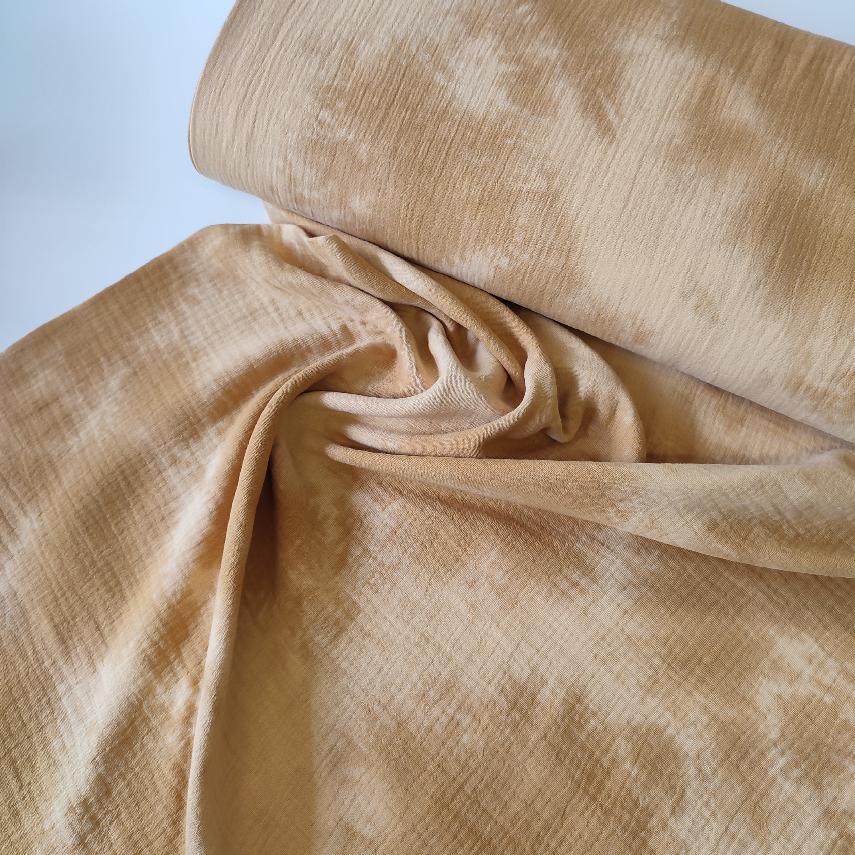 Double gauze tie dye mosterd