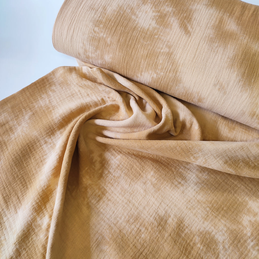 Double gauze tie dye mosterd