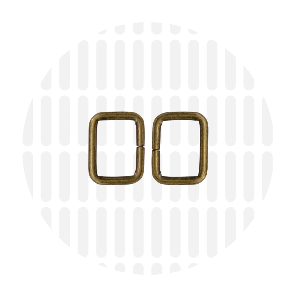 Basic | Rectangular ring | 15mm - Antique brass