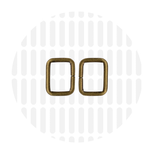 Basic | Rectangular ring | 15mm - Antique brass