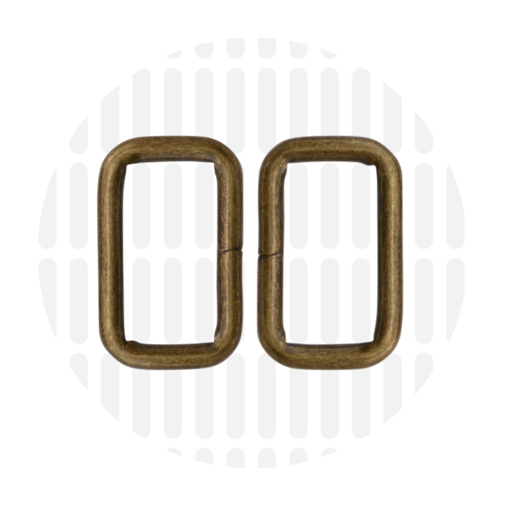 Basic | Rectangular ring | 25mm - Antique brass