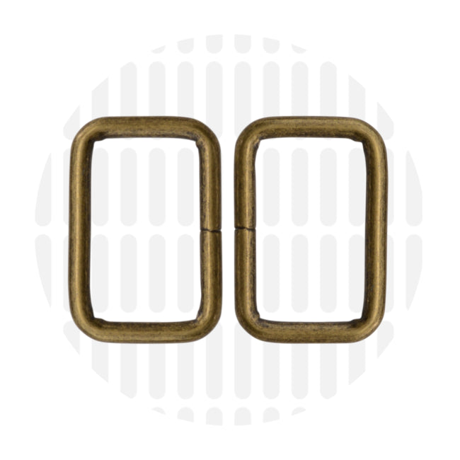 Basic | Rectangular ring | 32mm - Antique brass