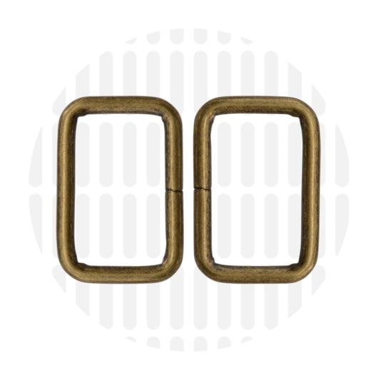 Basic | Rectangular ring | 32mm - Antique brass