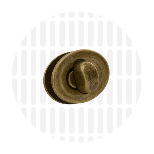 Elegant | Small oval turn lock - Antique brass