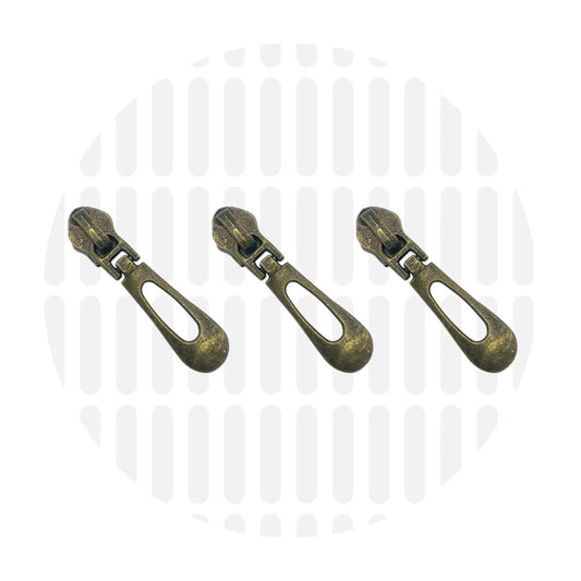 Zipper slider Buttonhole #5S - Antique brass