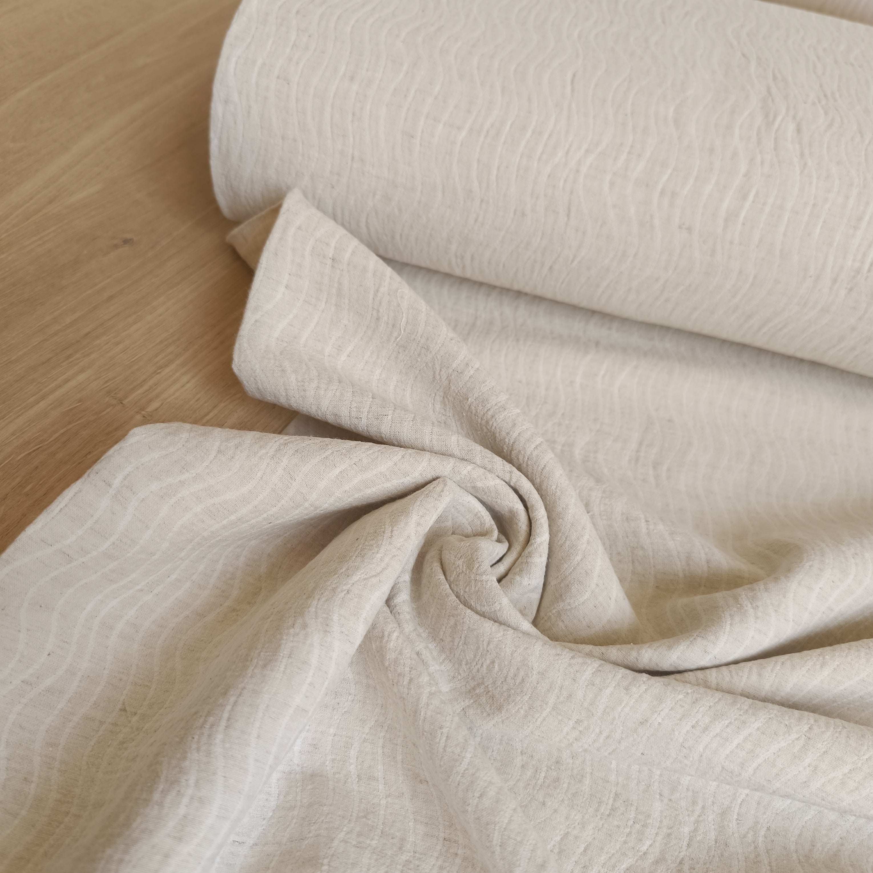 Double gauze linnen golf zand