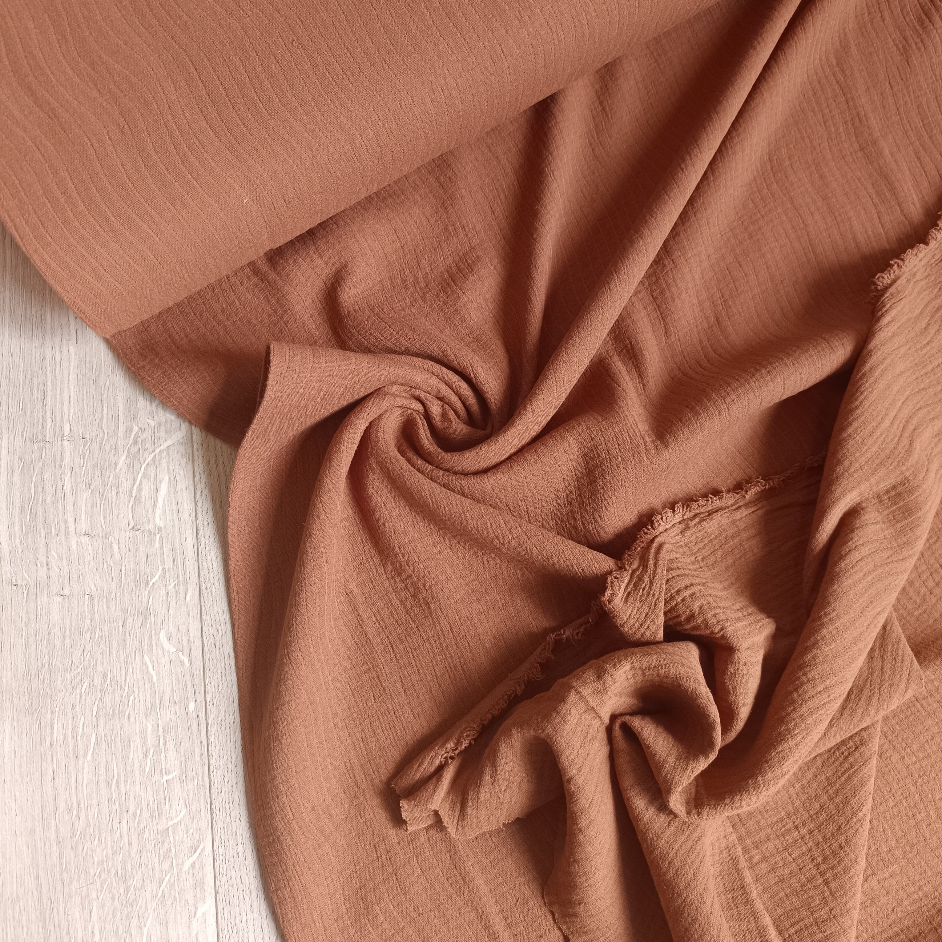 Double gauze linnen golf terracotta