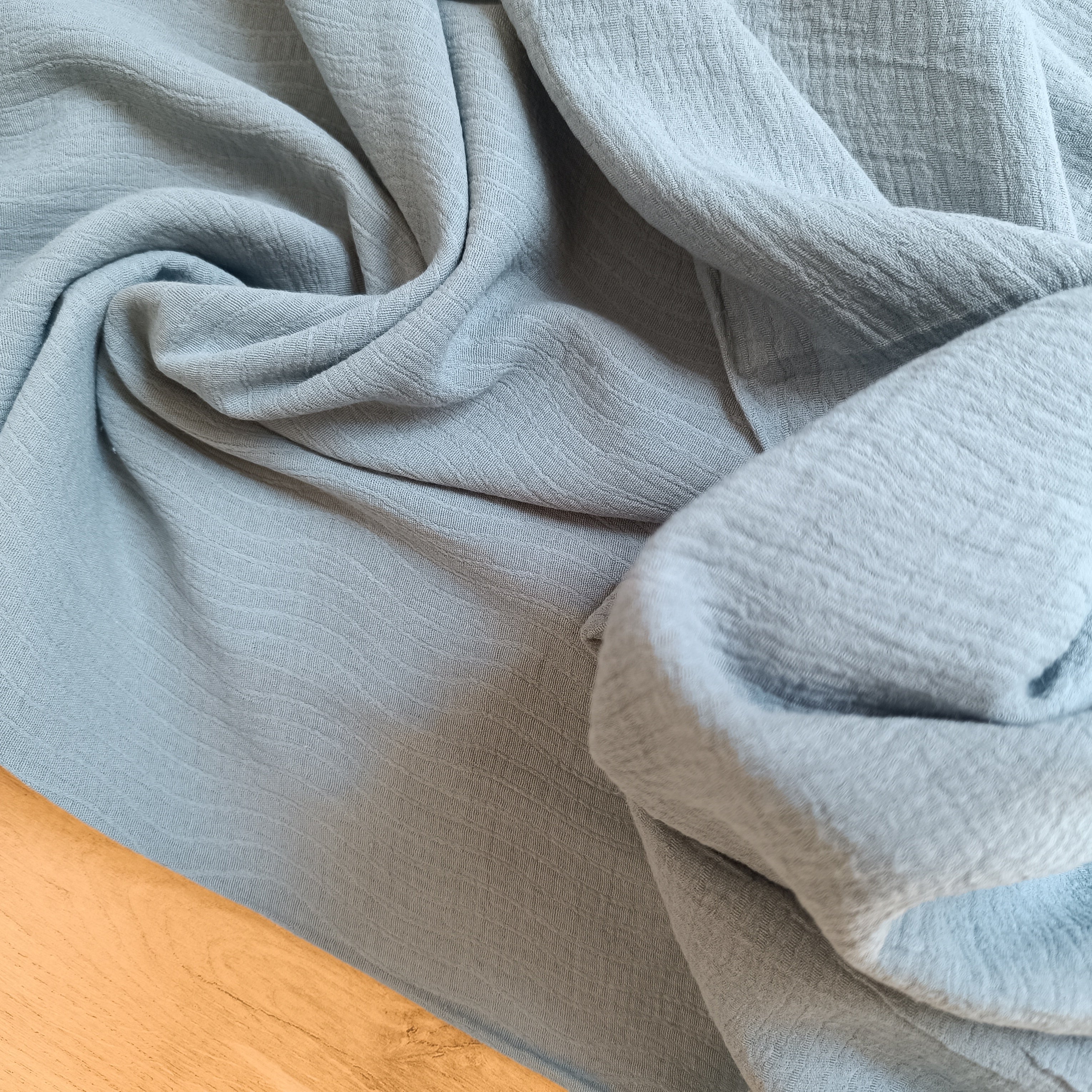 Double gauze linnen golf blauw