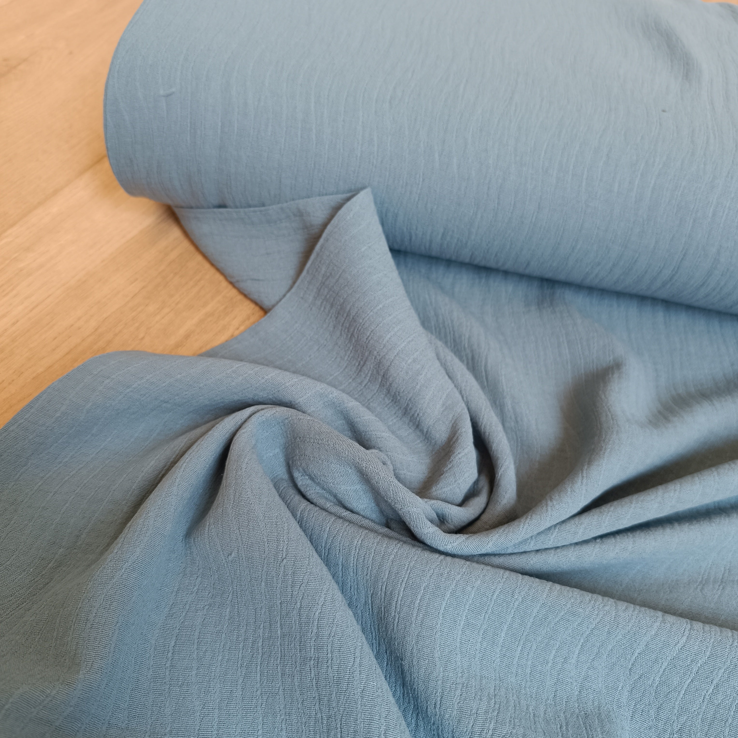 Double gauze linnen golf blauw