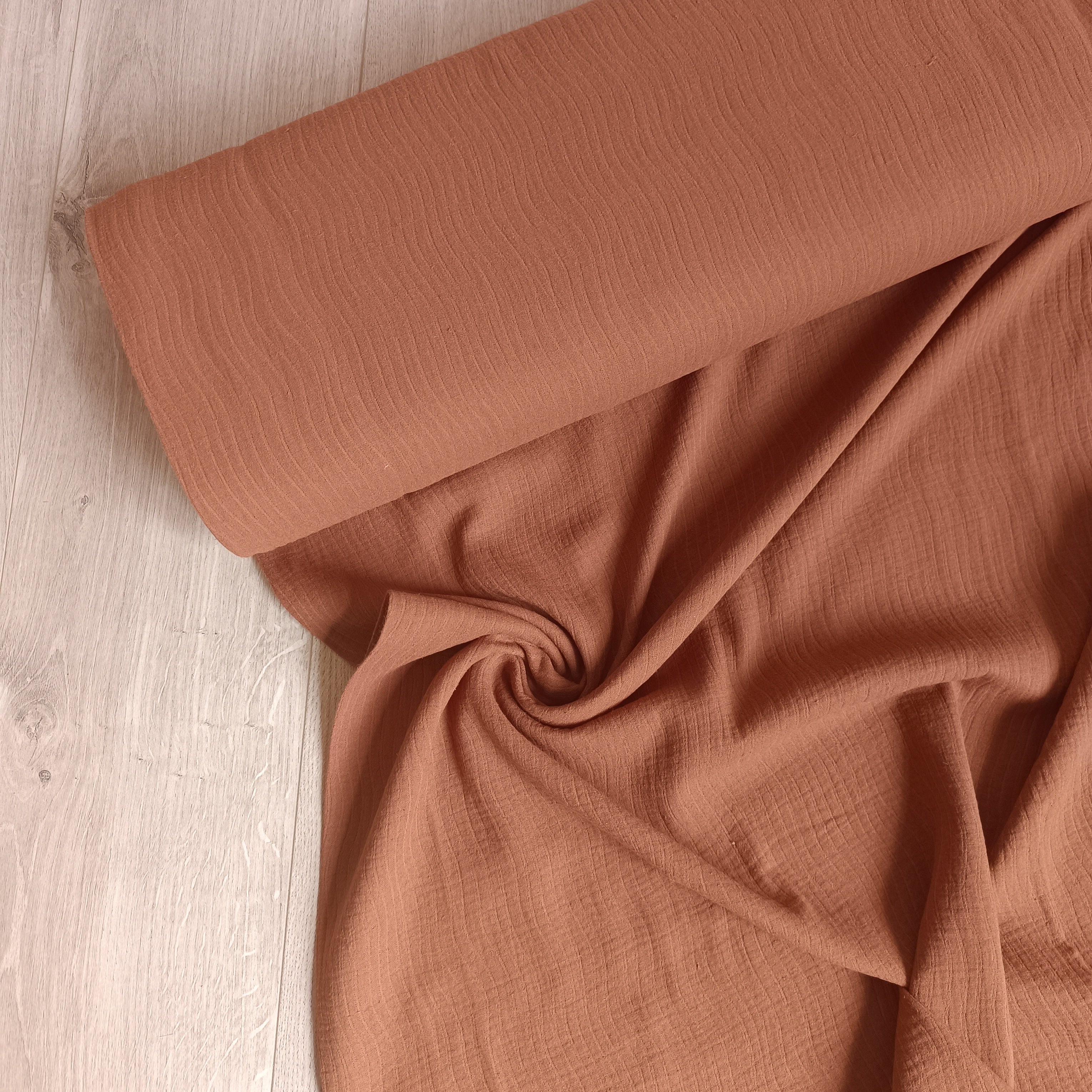 Double gauze linnen golf terracotta