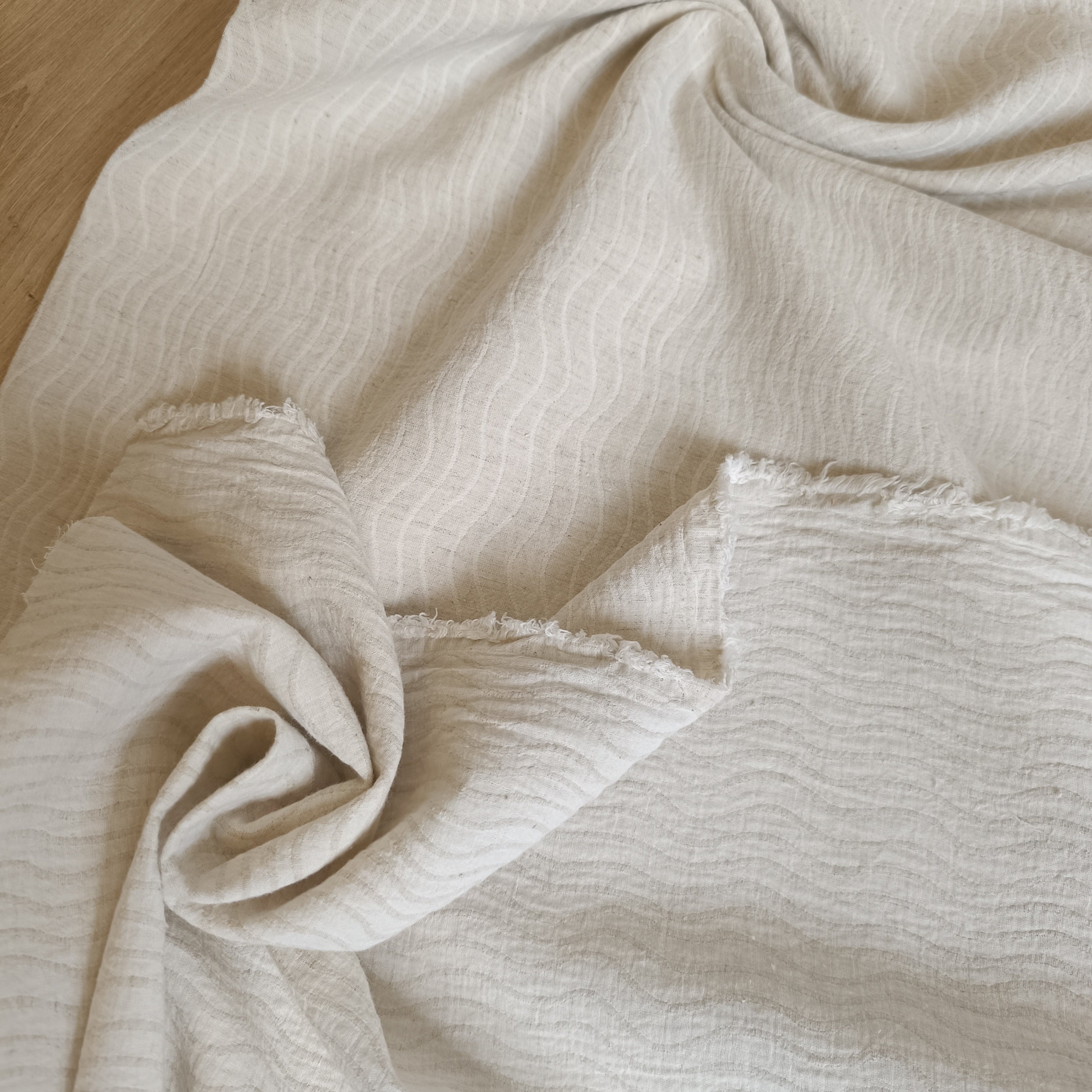 Double gauze linnen golf zand