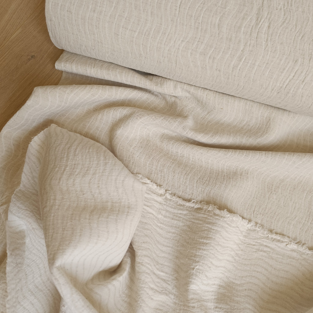 Double gauze linnen golf zand