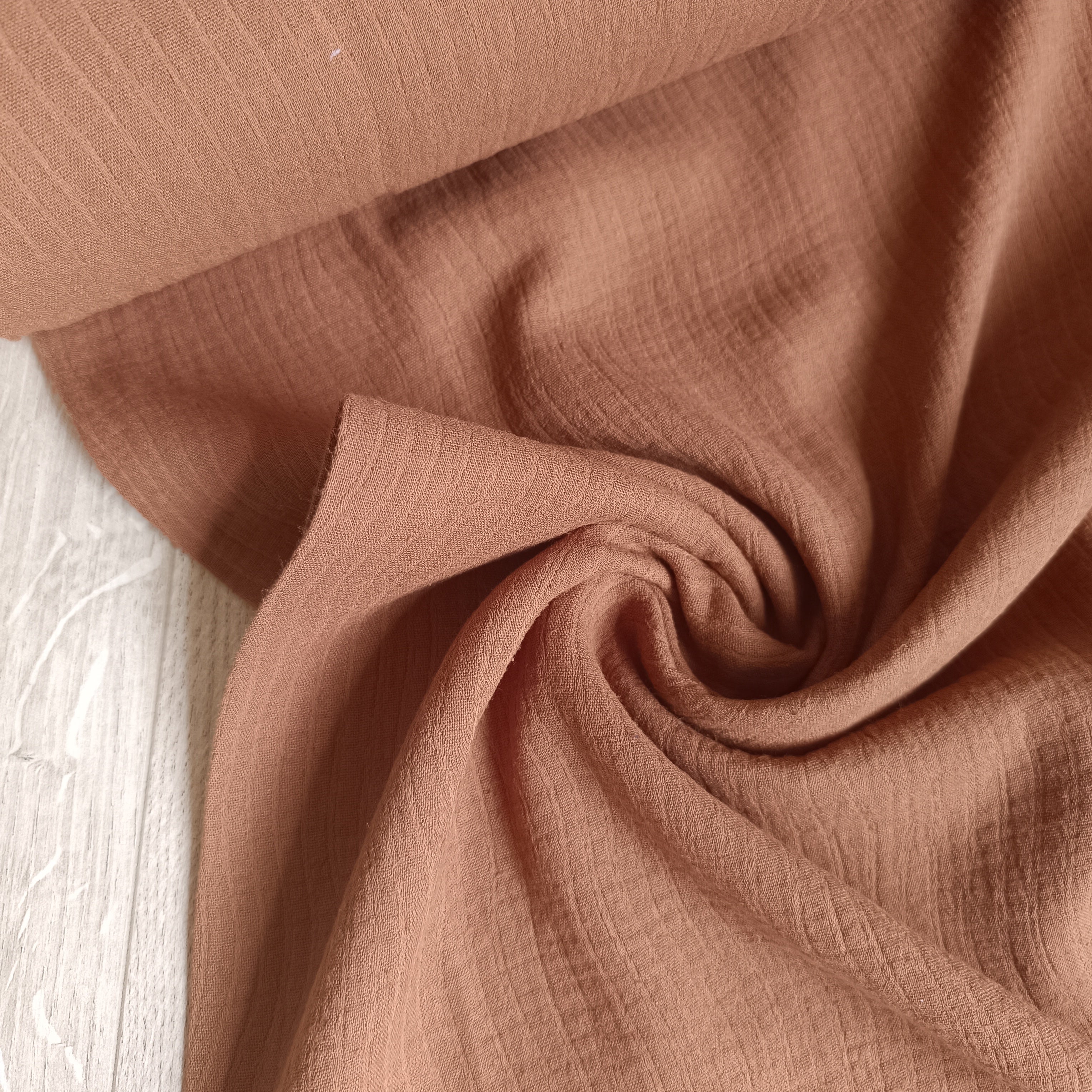 Double gauze linnen golf terracotta