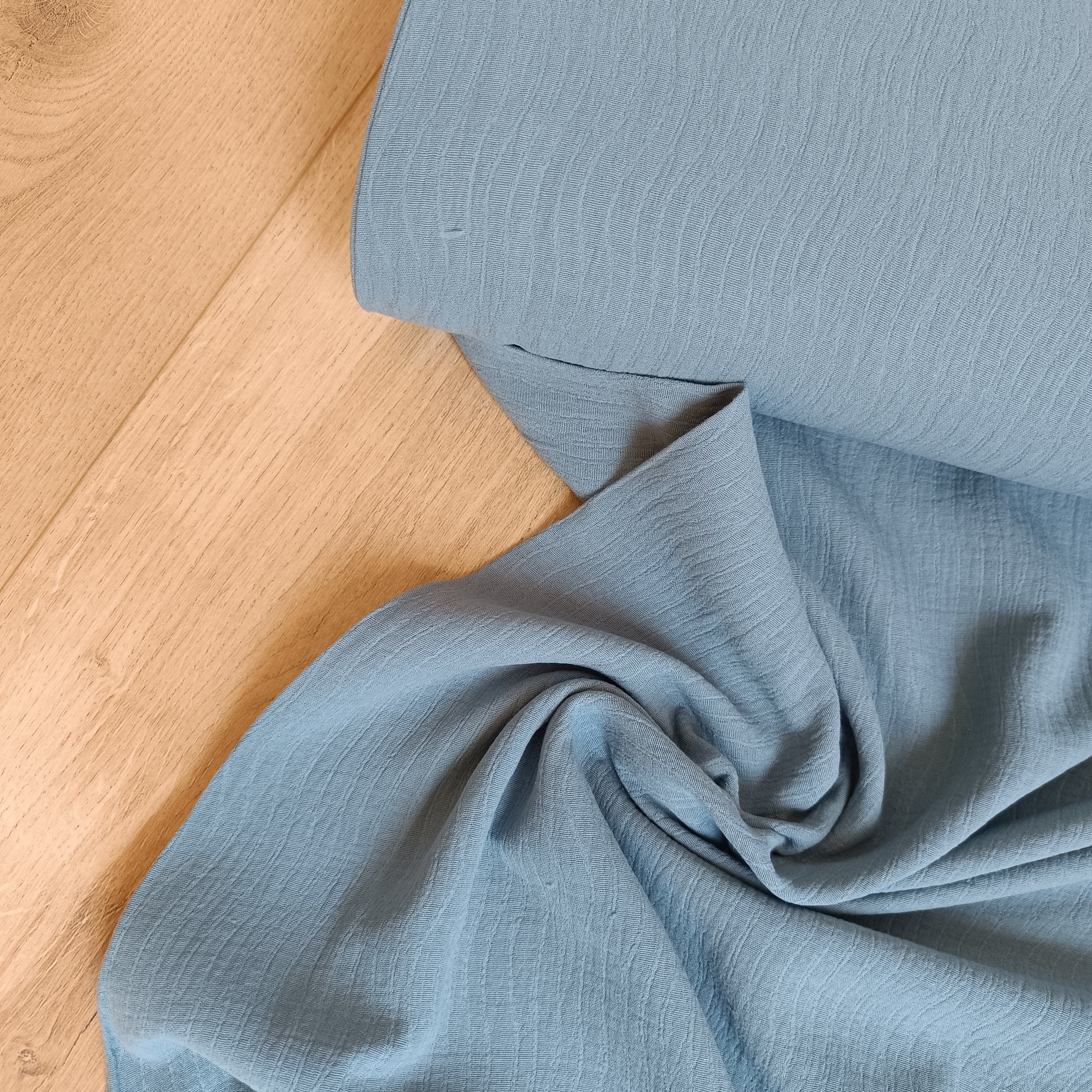 Double gauze linnen golf blauw