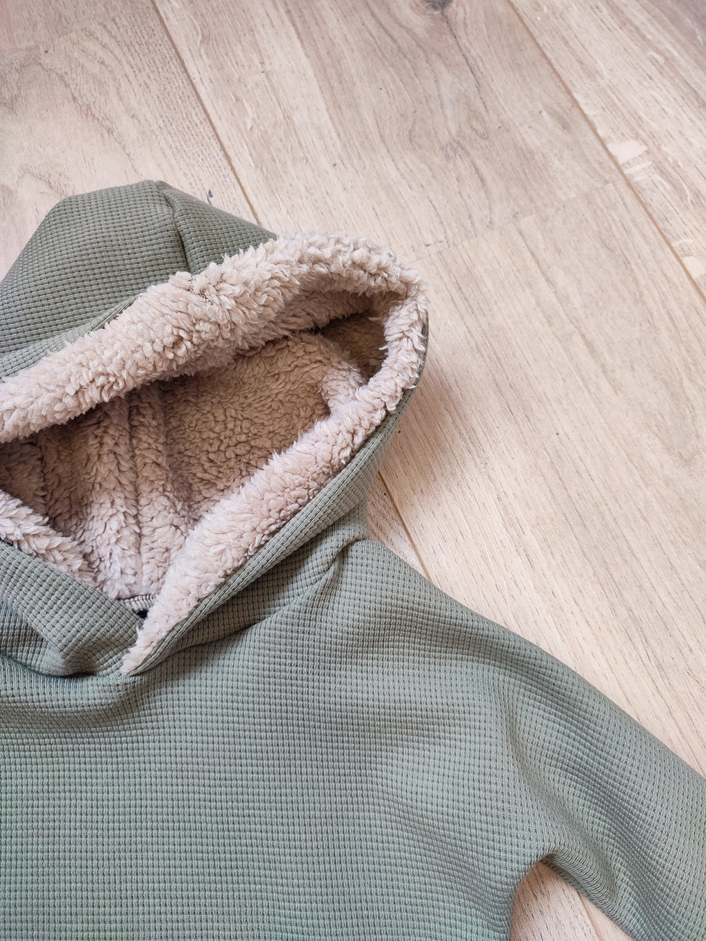 Hoody waffle olijf