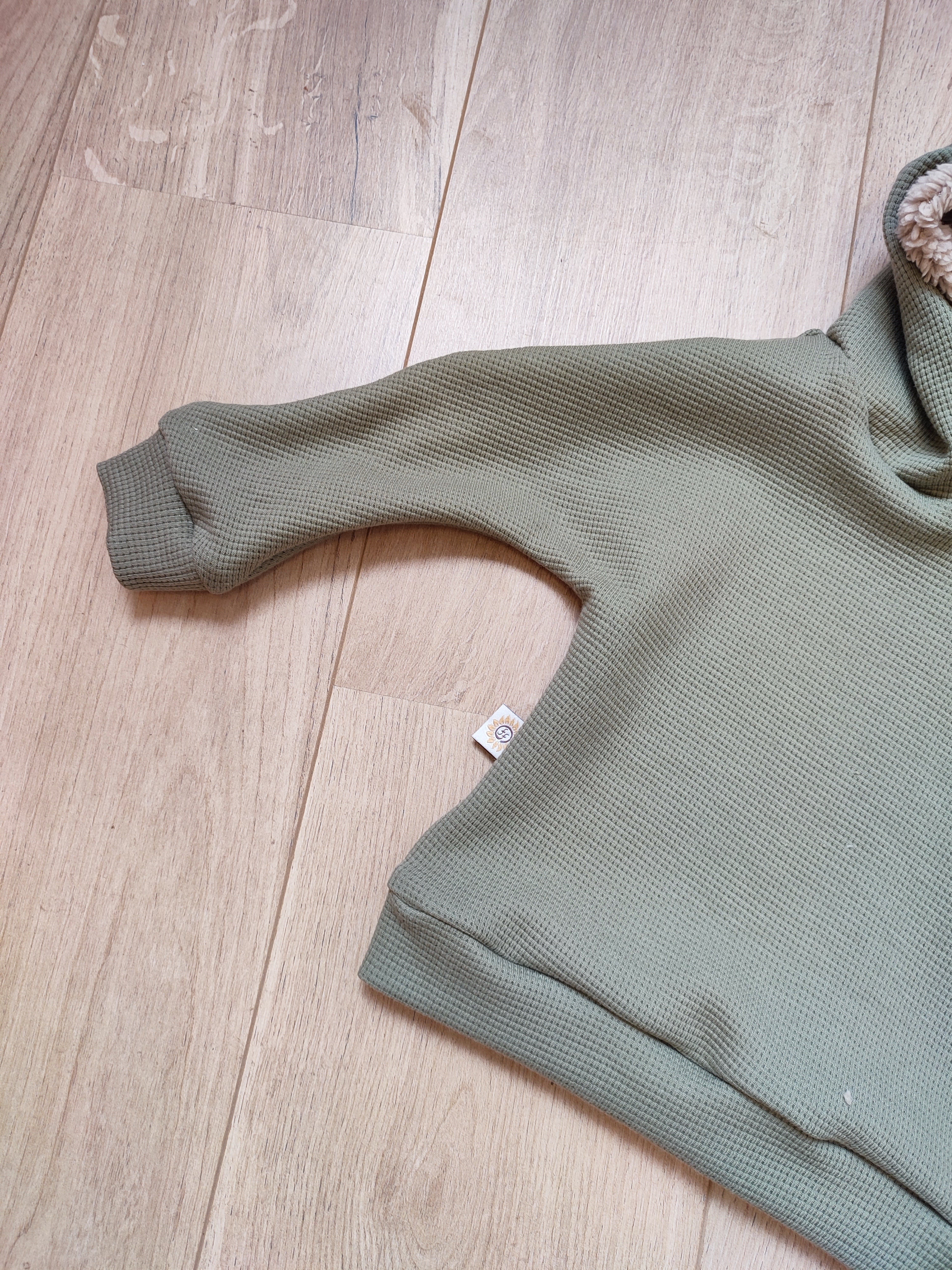 Hoody waffle olijf