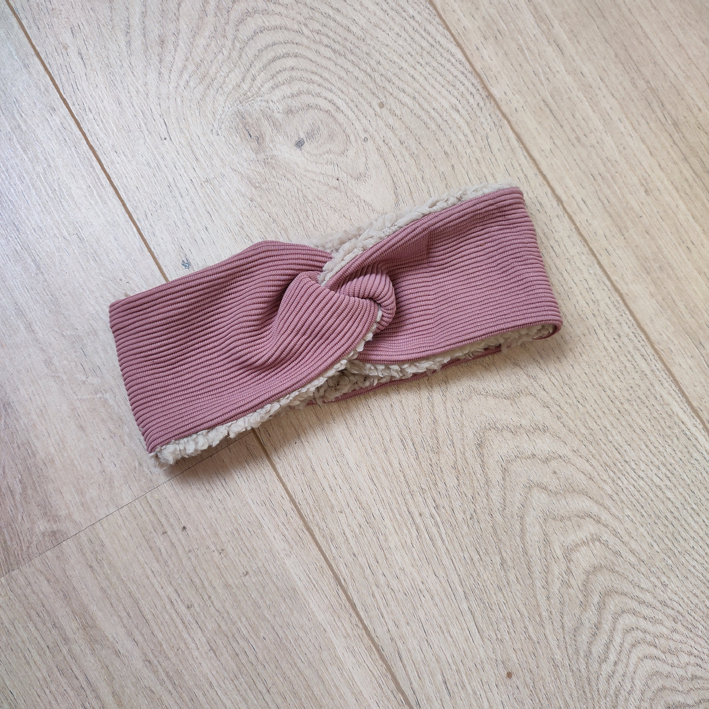 Warme haarband rib roze