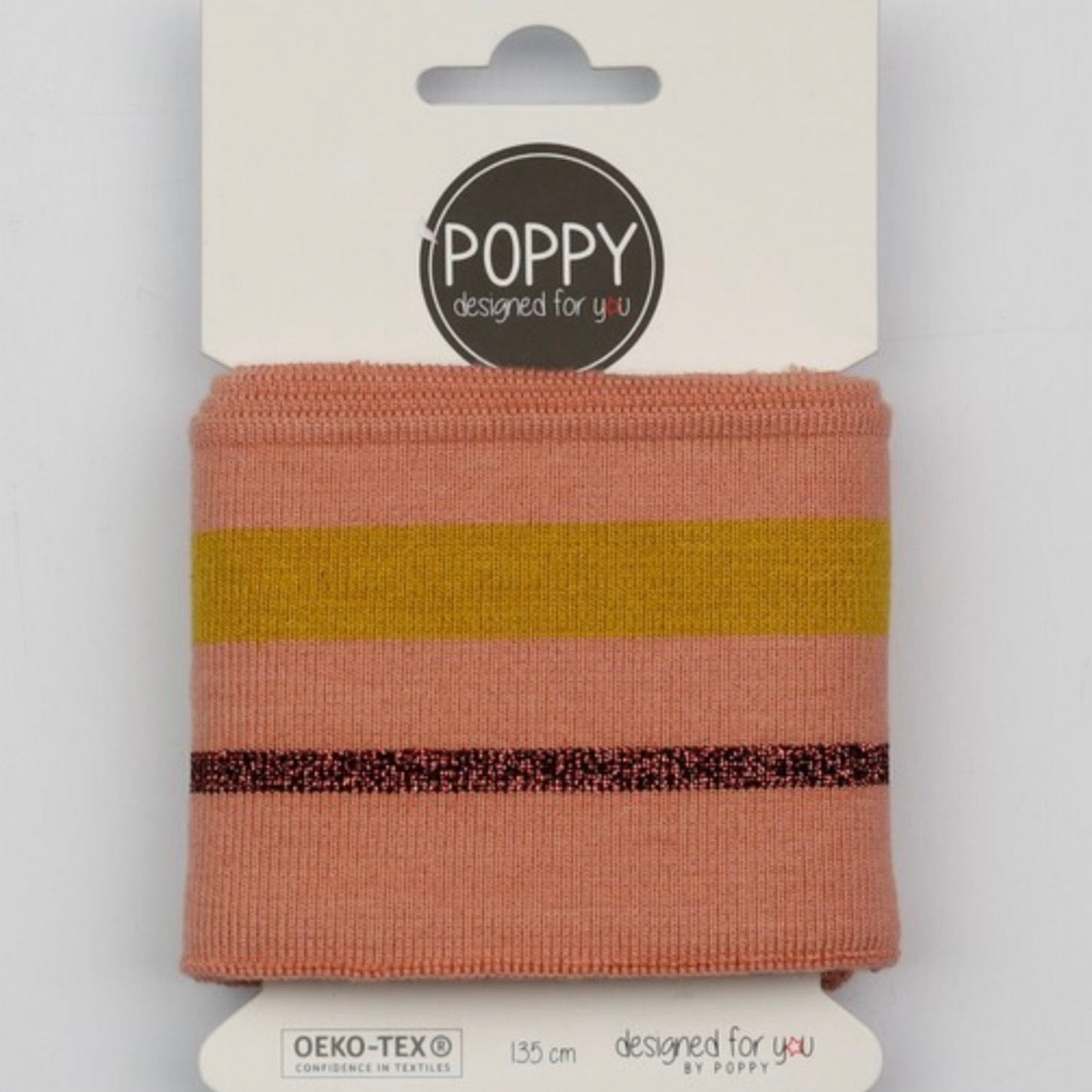 Boordstof roze lurex koper