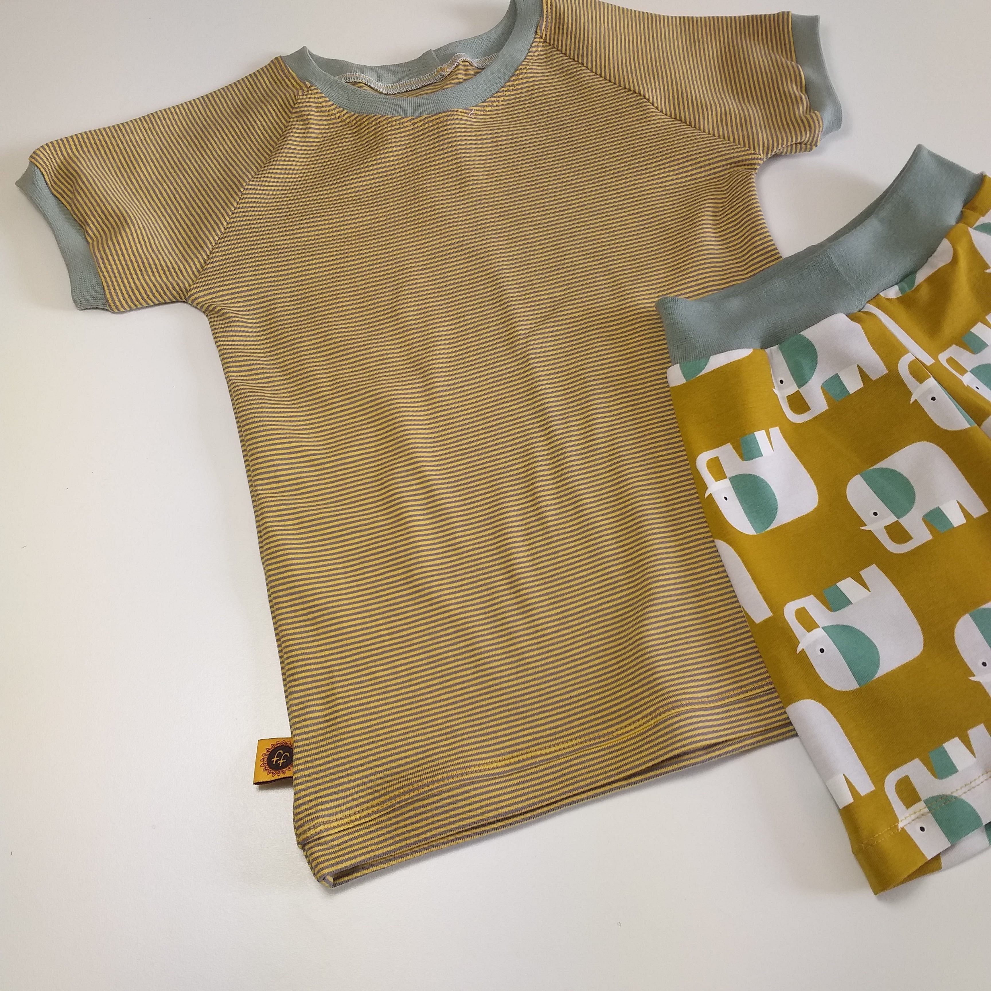 T-shirt streepjes grijs-geel